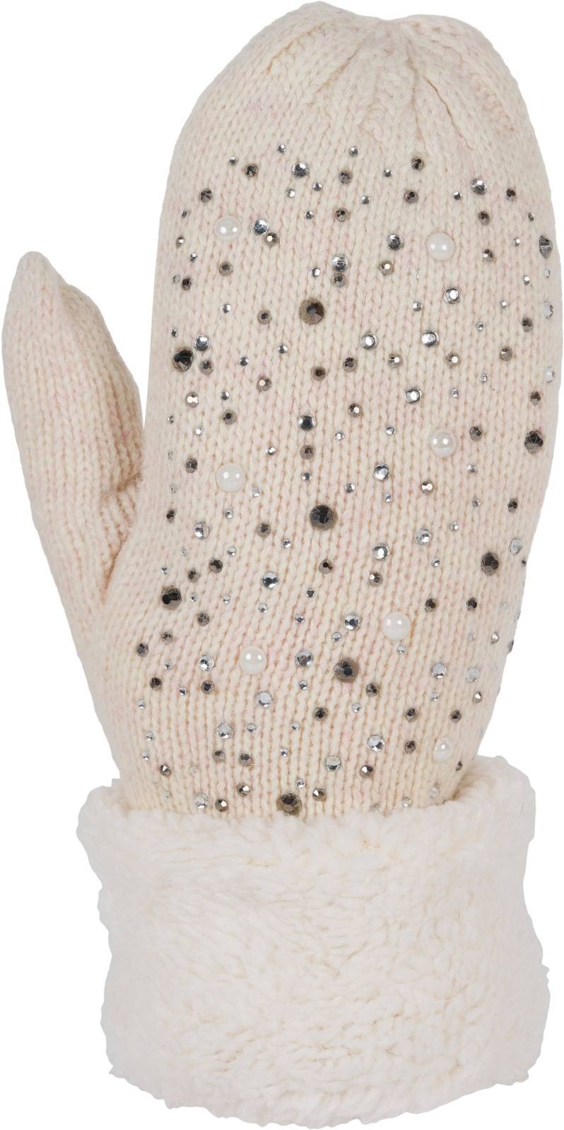 Stylebreaker Strickhandschuhe Fäustlinge mit Strass und Perlen Hotsell