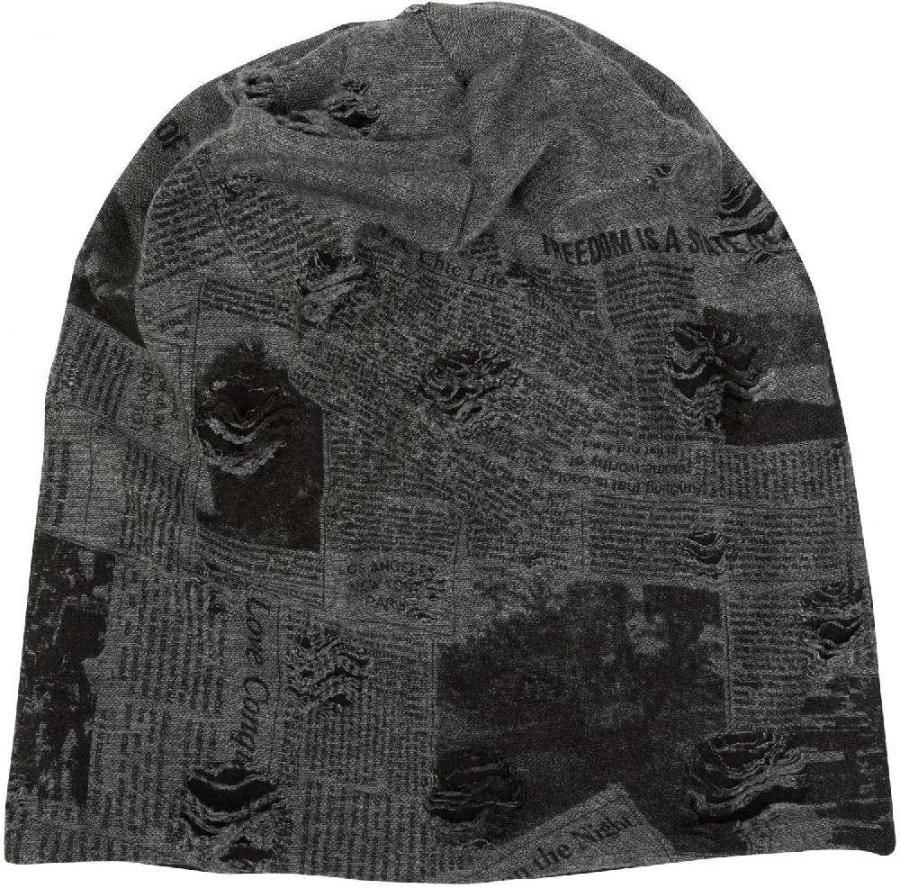 Stylebreaker Loop und Beanie Set Newspaper Print Used Look Vatertagsangebot