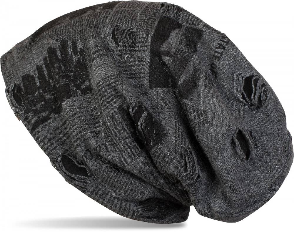 Stylebreaker Loop und Beanie Set Newspaper Print Used Look Vatertagsangebot