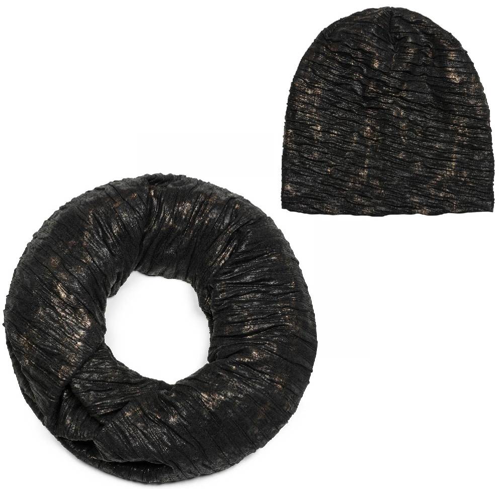 Stylebreaker Loop und Beanie Set im Antik Metallic Look mit Falten Top Angebot