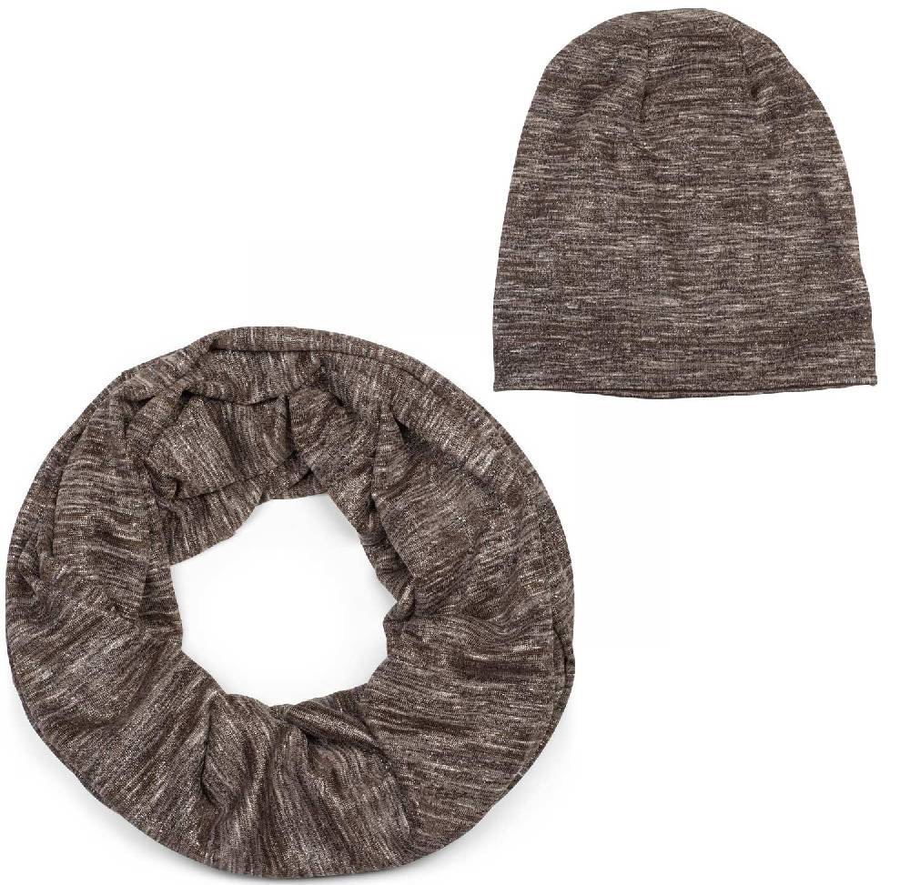Stylebreaker Loop und Beanie Set mit Glitzerfaden und kleinen Pailletten Neueste Mode