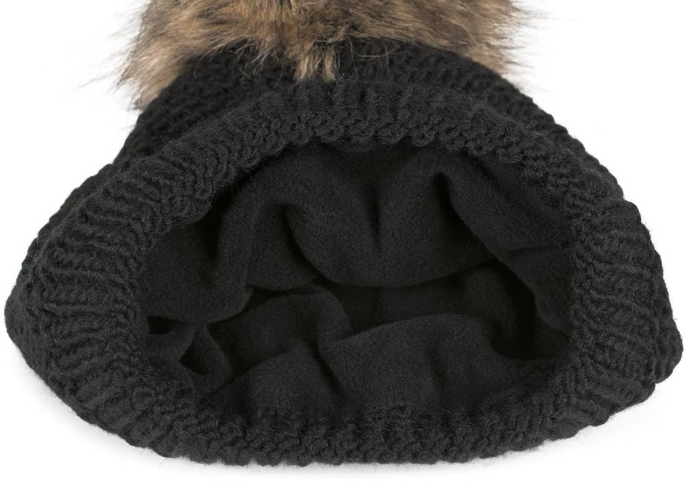 Stylebreaker Einfarbige Strick Bommelmütze mit Thermo-Fleece Speichern exportieren