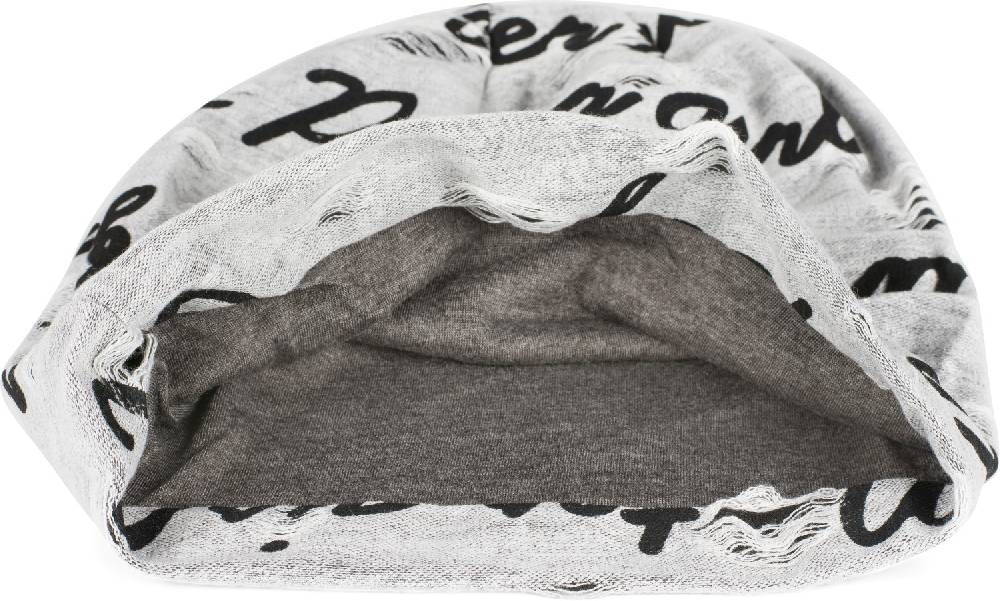 Stylebreaker Beanie mit Sprüche Print und Rissen Günstiger Verkauf
