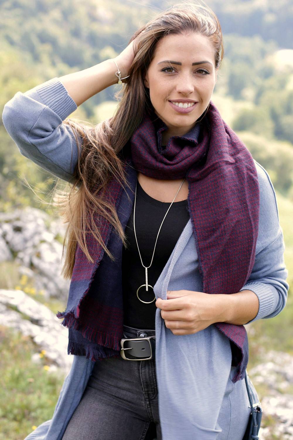Stylebreaker Schal mit 2-farbigem Hahnentritt Muster Limitierter Zeitrabatt