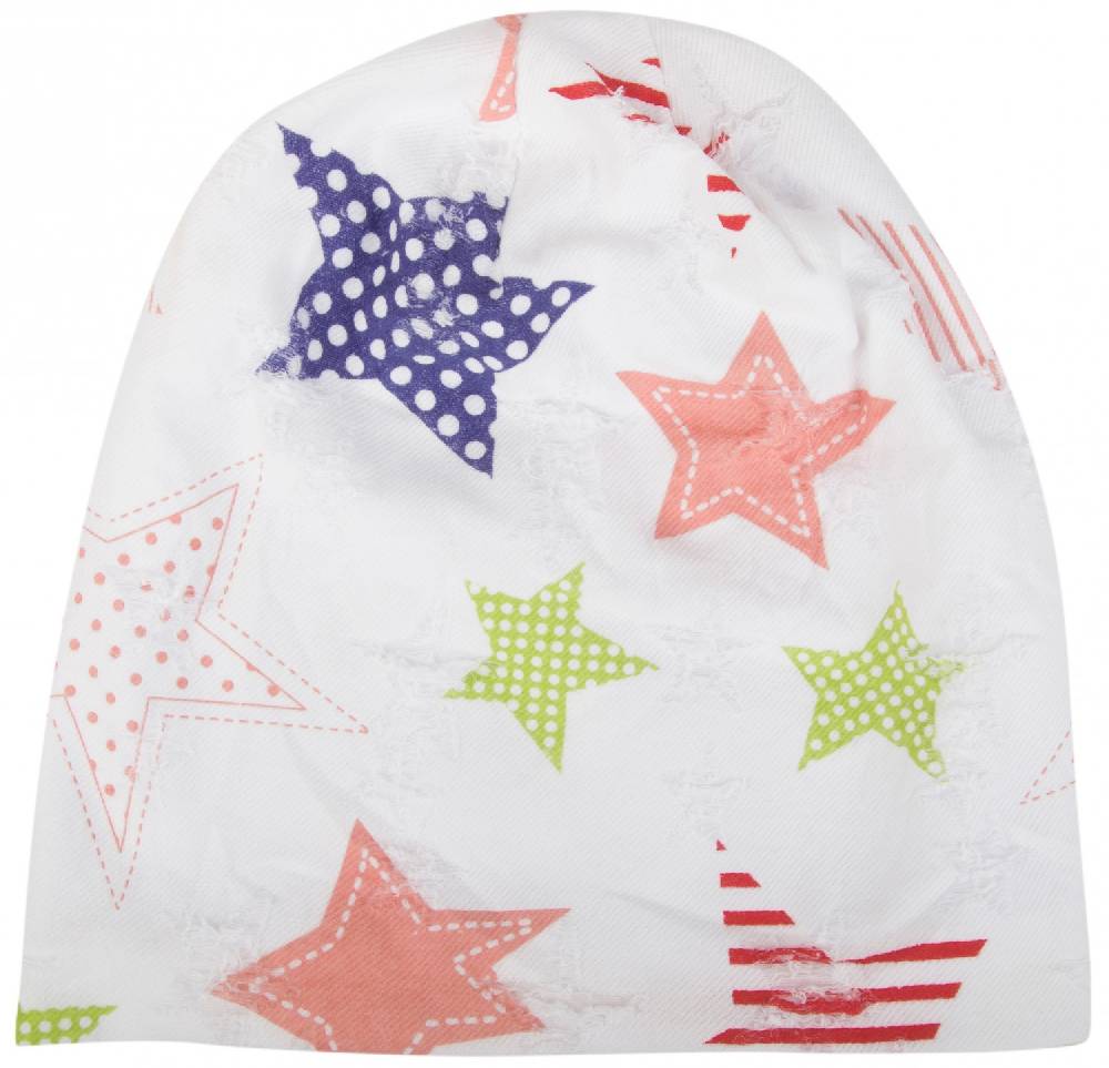 Stylebreaker Beanie Mütze mit bunten Sternen in Destroyed Optik Valentinstagsangebot