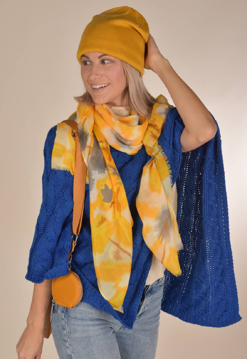 Stylebreaker Strick Poncho mit Zopfmuster Tägliche Deals