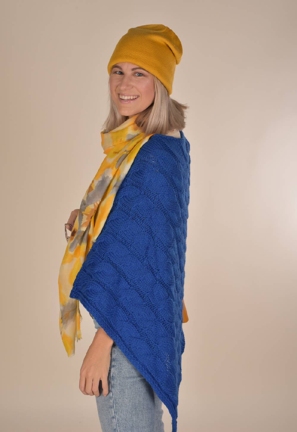 Stylebreaker Strick Poncho mit Zopfmuster Tägliche Deals