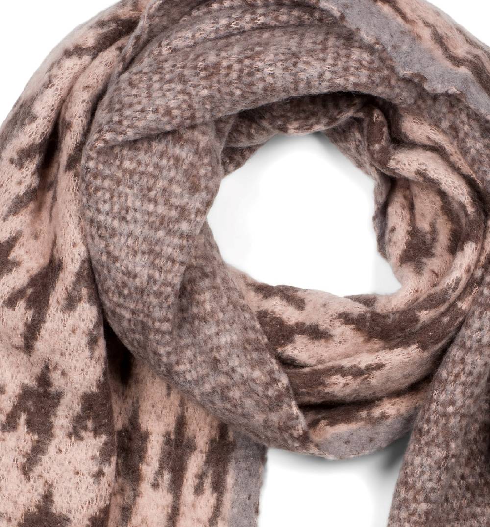 Stylebreaker Asymmetrischer Web Schal mit Pepita Hahnentritt Muster Fabrikpreis