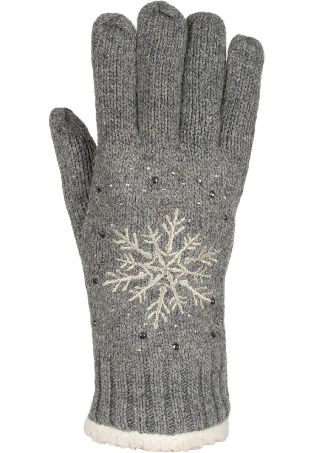 Stylebreaker Strickhandschuhe mit Schneeflocke, Strass und Fleece Saisonale Angebote