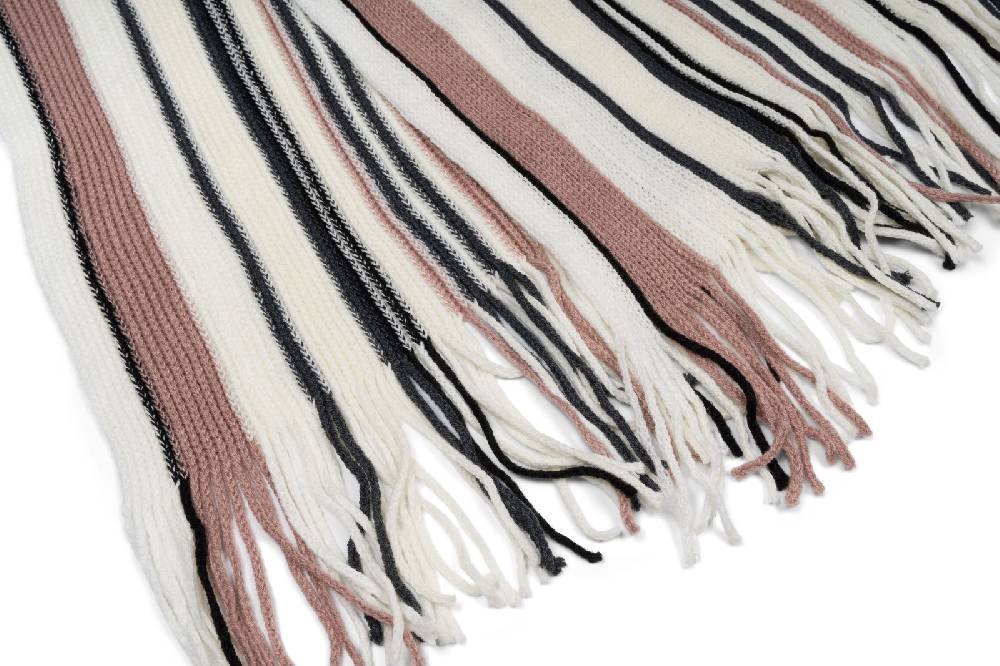 Stylebreaker Feinstrick Schal mit Streifen Muster und Fransen Neueste Stile