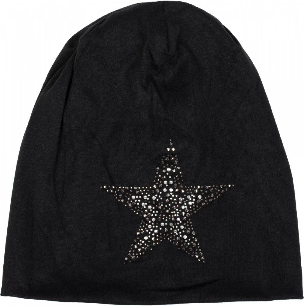 Stylebreaker Beanie Mütze mit Strass Nieten Stern Vierteljährliche Förderung